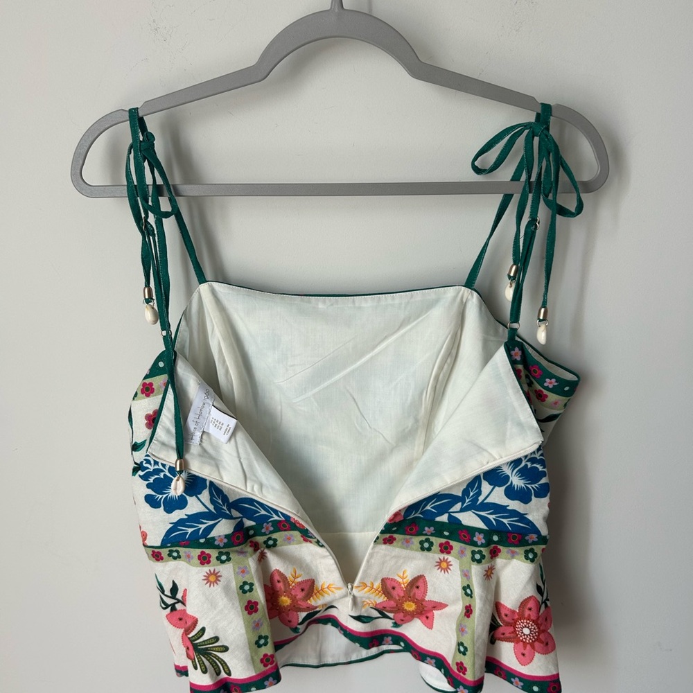 House of Harlow 1960 Floral Wide Leg Pant & Ruffle Seashell Top two piece Set - Picture 7 of 8